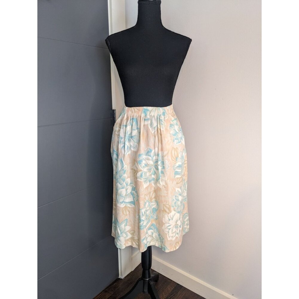 Vintage 80's Separate Scene Pastel Floral Skirt with‎ Pockets - 12 - Made in USA